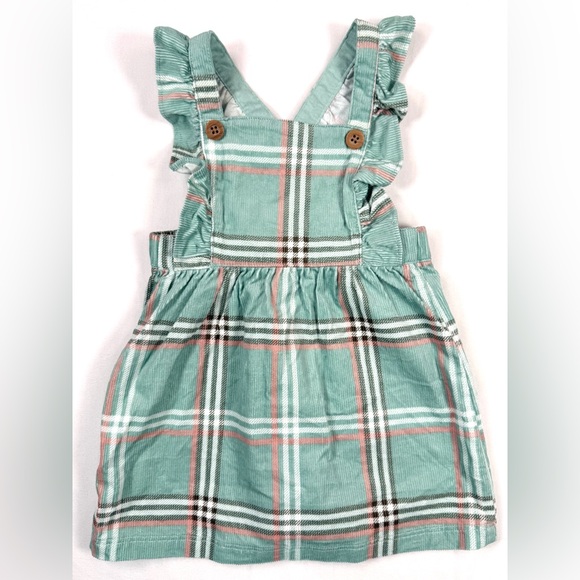 Carter's Other - CARTER’S Baby Girls’ Mint Green Corduroy Plaid Pinafore Overall Jumper Dress 12M